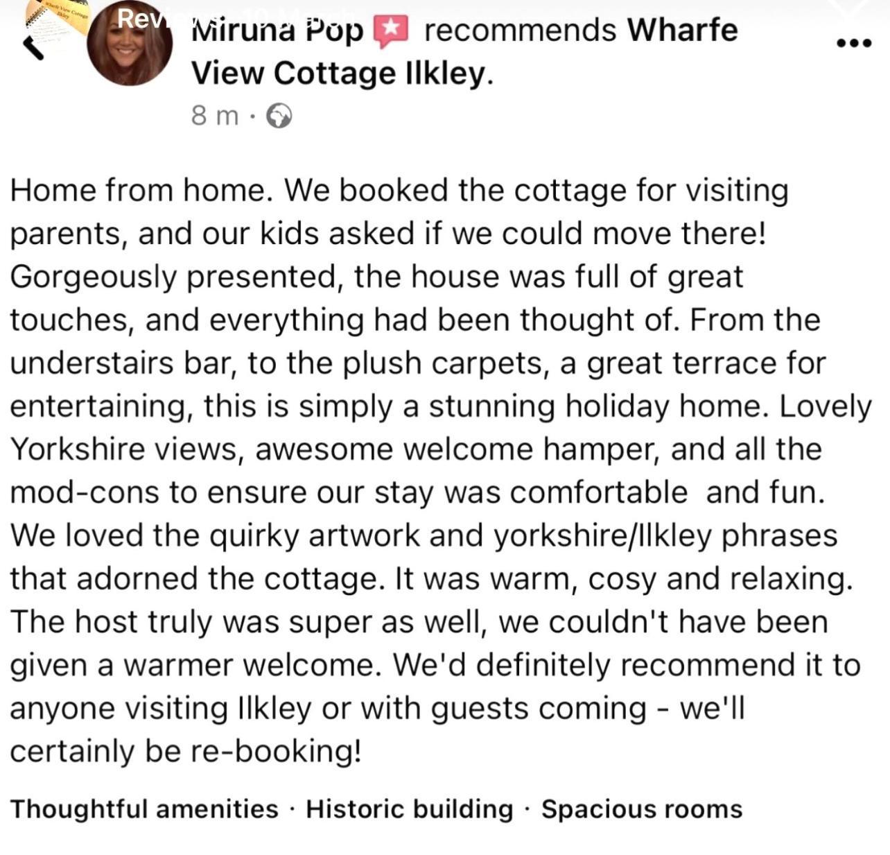 Wharfe View Cottage Илкли Экстерьер фото